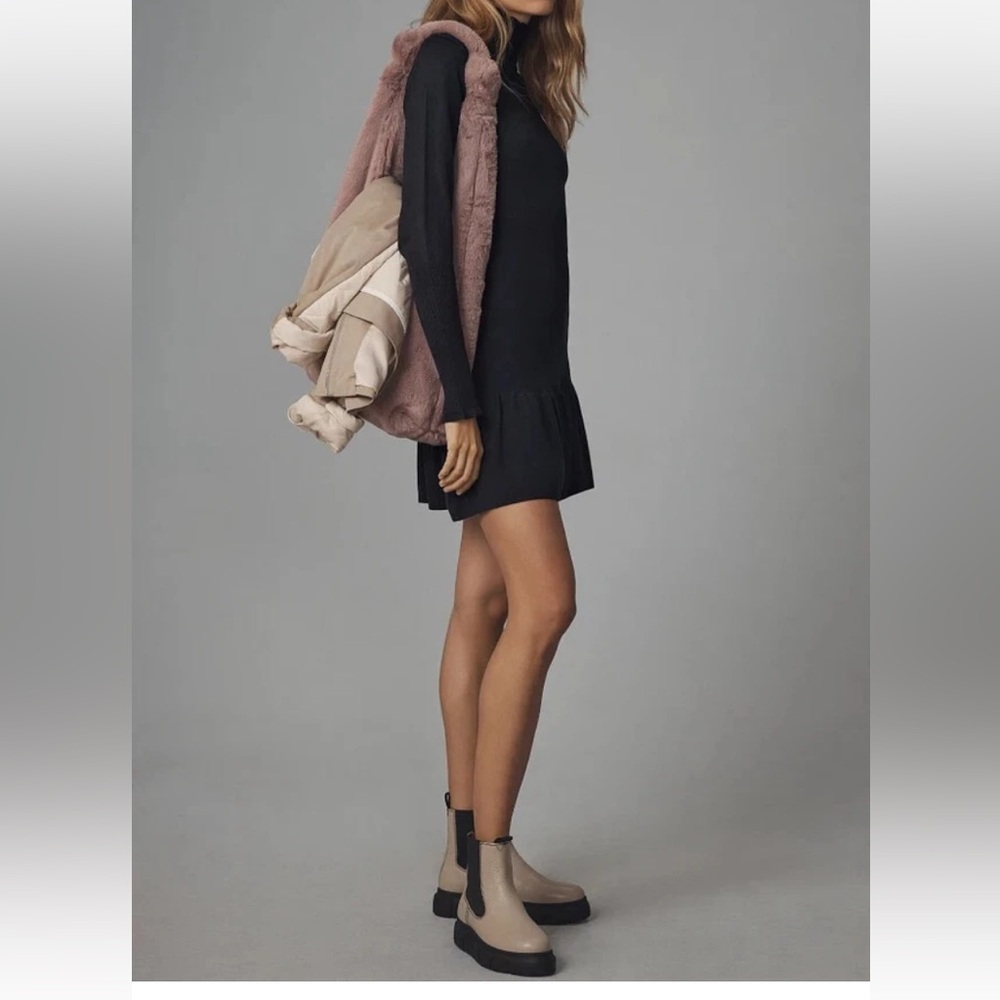 Anthropologie Sundays Andes Sweater Mini Dress Black Long Sleeve Dress size M